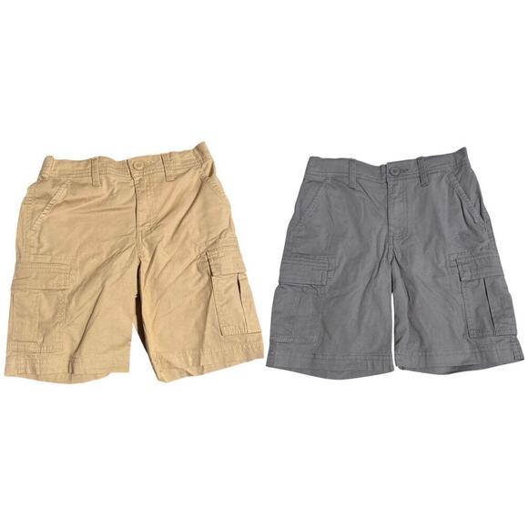 2 NWT art class Small 6/7 Boy Kid Gray & Khaki Cargo Shorts Elastic‎ Cotton - Picture 1 of 6